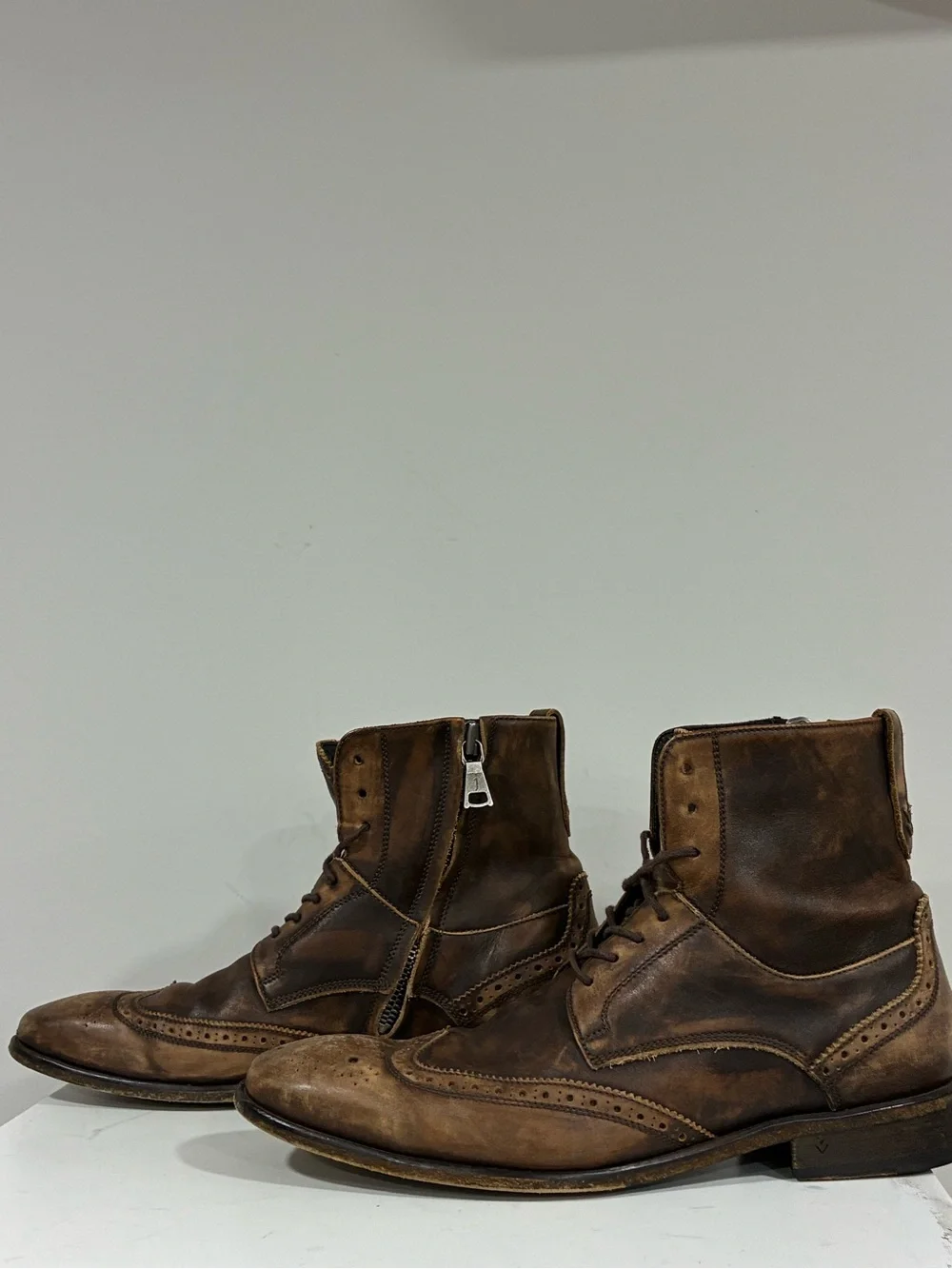 John Varvatos Collection Distressed Leather Boot Size EU 43 USA 10